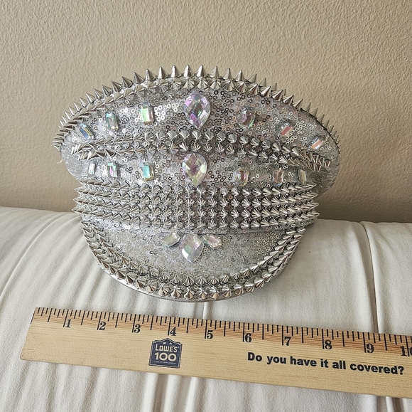Silver Studded Sequin Cap - Picture 3 of 5
